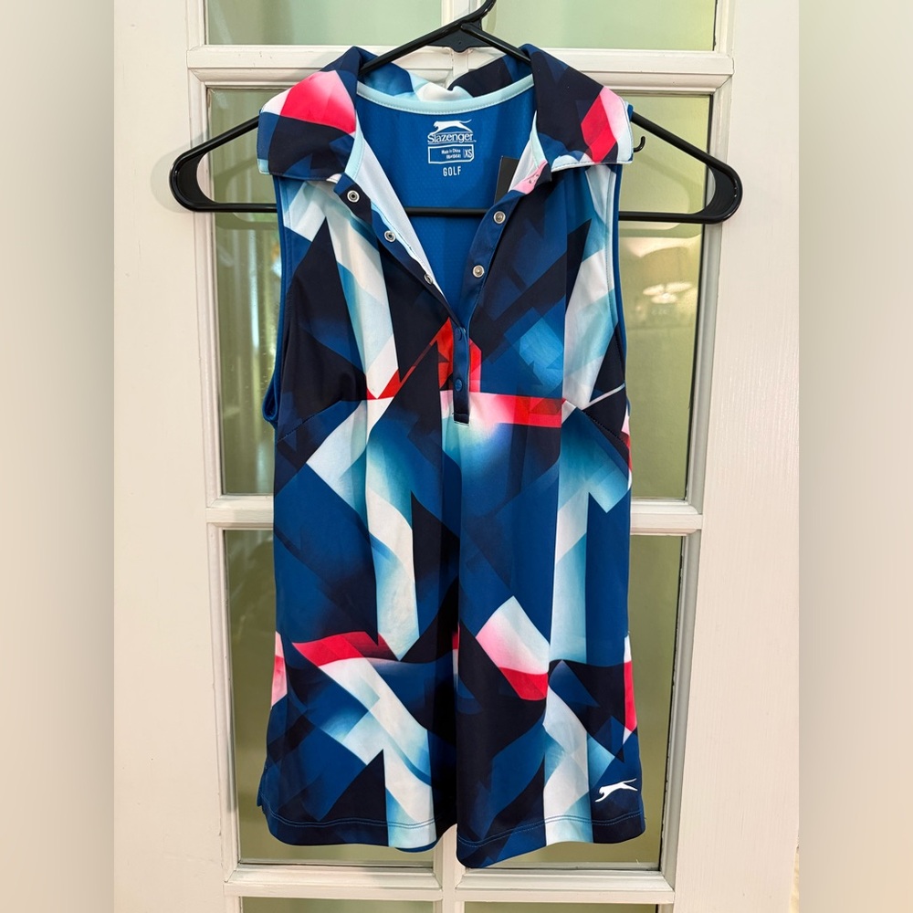 Slazenger women's bold block sleeveless polo golf shirt Size XS NWT (#584)